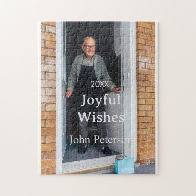 Puzzle Saludos alegres agregar nombre foto hombre vacacio (Vertical)