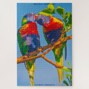 Puzzle Saludos de cumpleaños Rainbow Lorikeets