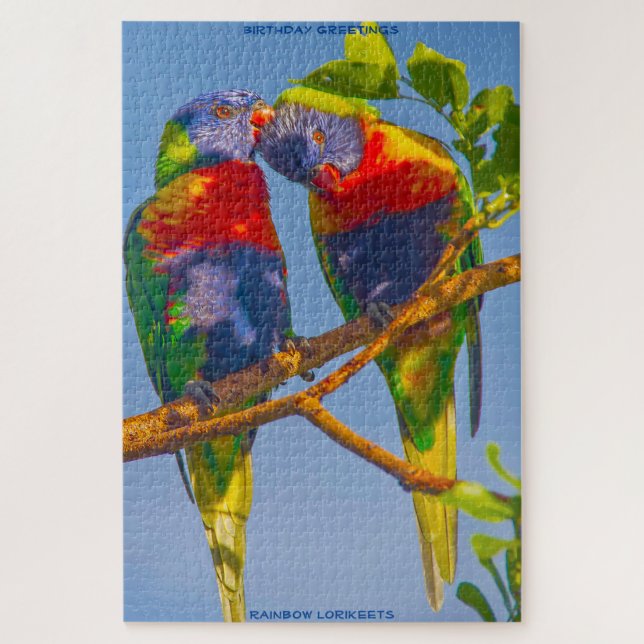 Puzzle Saludos de cumpleaños Rainbow Lorikeets (Vertical)