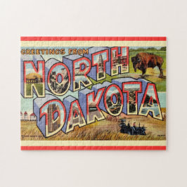 Puzzle Saludos de Dakota del Norte 11x14 Postcard
