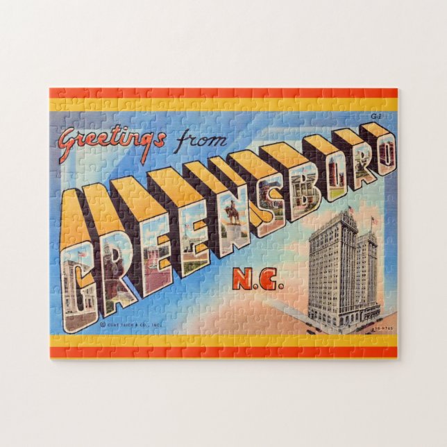 Puzzle Saludos de Greensboro NC 11x14 (Horizontal)