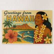 Saludos de la época moderna de Hawaii Turismo Arte