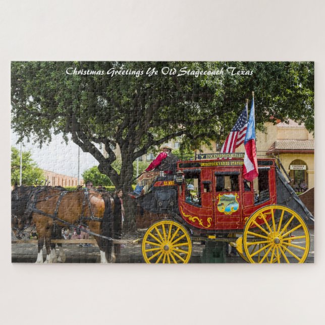 Puzzle Saludos de Navidad de Old Stagecoach Texas. (Horizontal)