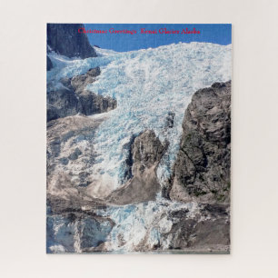 Puzzle Saludos de Navidad del glaciar Kenai de Alaska