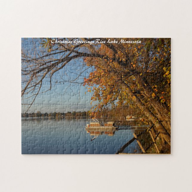 Puzzle Saludos de Navidad del lago Rice Minnesota (Horizontal)