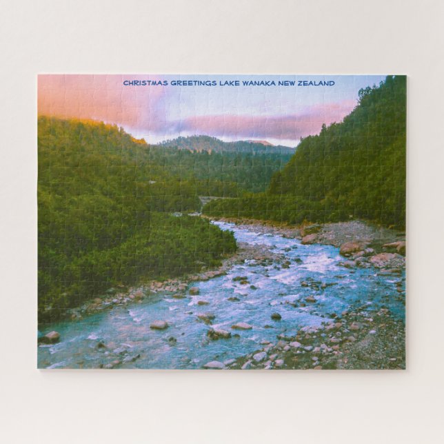 Puzzle Saludos de Navidad Lago Wanaka Nueva Zelanda (Horizontal)