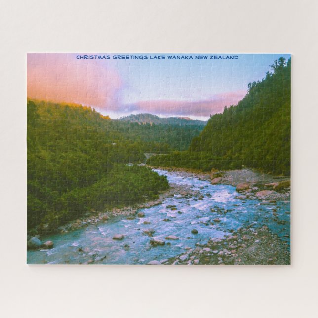 Puzzle Saludos de Navidad Lago Wanaka Nueva Zelanda (Horizontal)