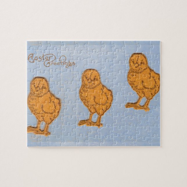 Puzzle Saludos de Pascua chicharrones en azul (Horizontal)