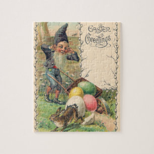 Puzzle Saludos de Pascua Victorianos Vintage con Gnome