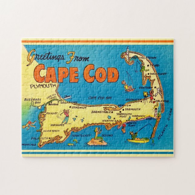 Puzzle Saludos desde el mapa de Cape Cod (Horizontal)