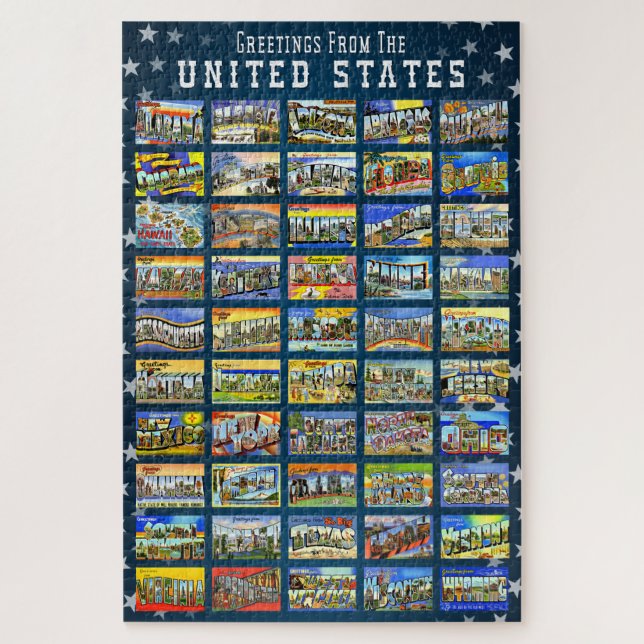 Puzzle Saludos desde la postal de Estados Unidos (Vertical)