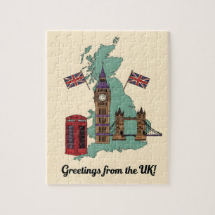 Puzzle Saludos desde los monumentos británicos de viaje d
