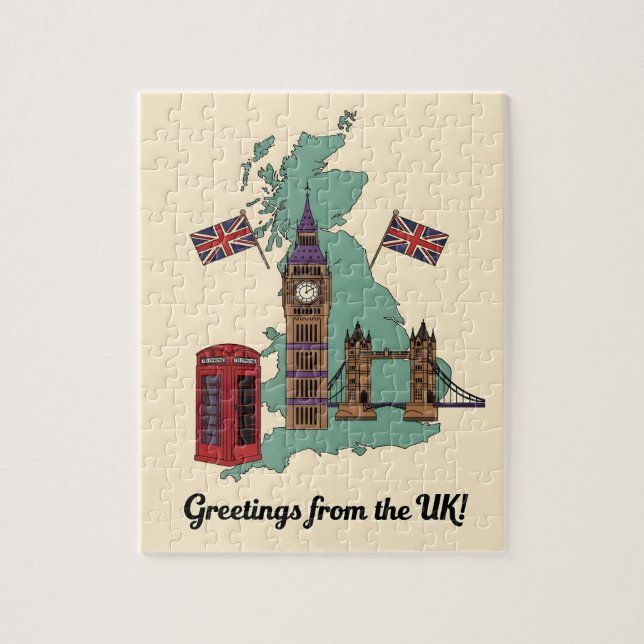 Puzzle Saludos desde los monumentos británicos de viaje d (Vertical)