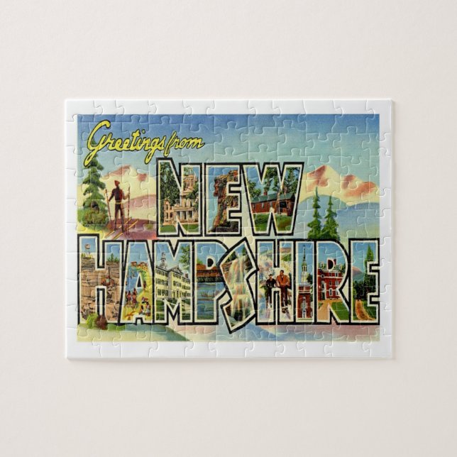 Puzzle Saludos desde New Hampshire Vintage Travel (Horizontal)