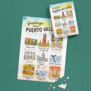 Puzzle Saludos desde Puerto Vallarta Viaje en Acuarela