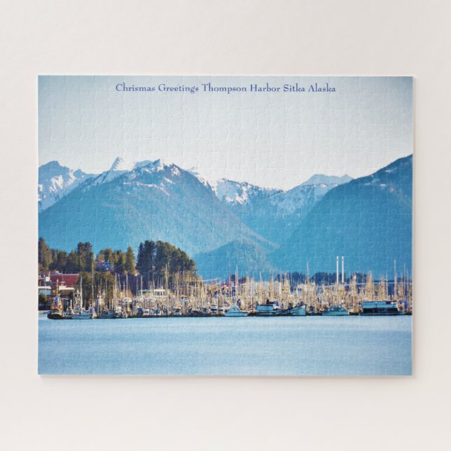Puzzle Saludos navideños Alaska Thompson Harbour Sitka (Horizontal)
