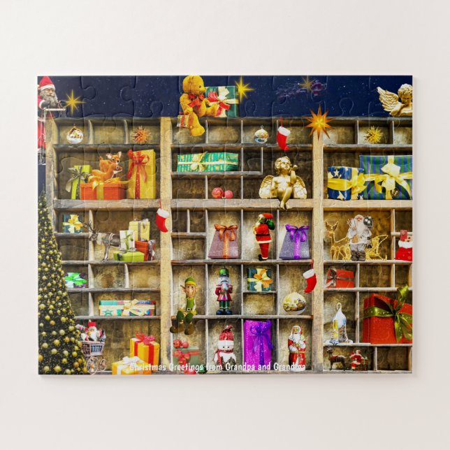Puzzle Saludos navideños del abuelo y la abuela (Horizontal)
