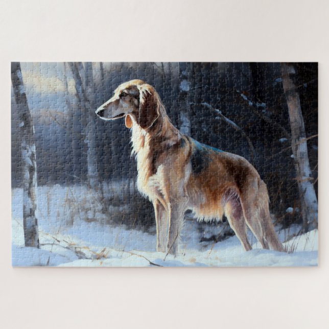 Puzzle Saluki Deja que nieve Navidad (Horizontal)