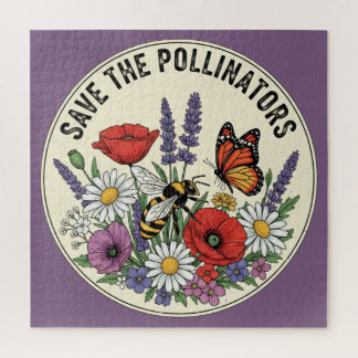 Puzzle Salva al polinizador con abeja, mariposa y flores