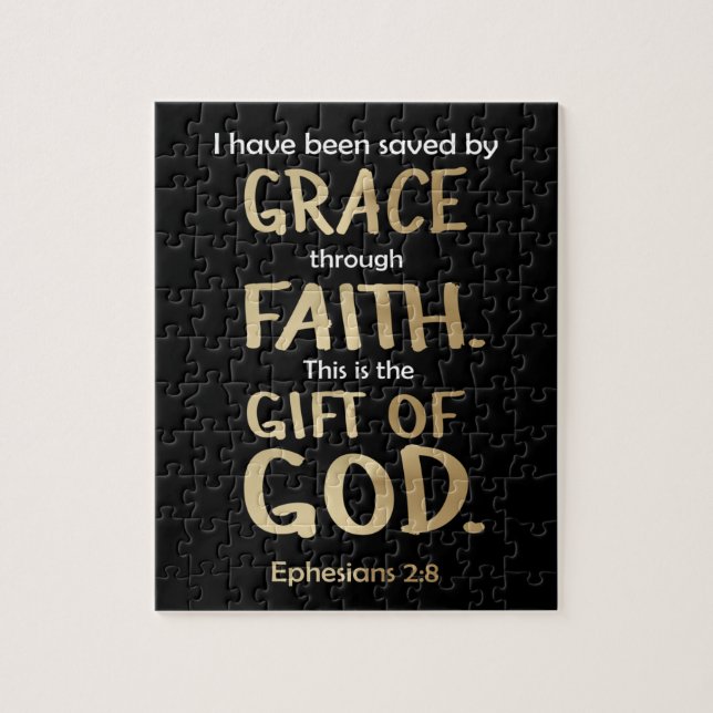 Puzzle Salvado Por Grace A Través De Faith Gold Ephesian  (Vertical)