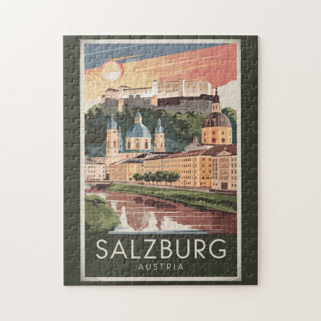 Puzzle Salzburgo Austria Ilustracion Viaje Arte Vintage (Vertical)