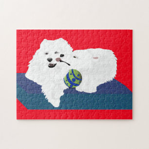 Puzzle Samoyed Brothers Puzzel,  252 pieces