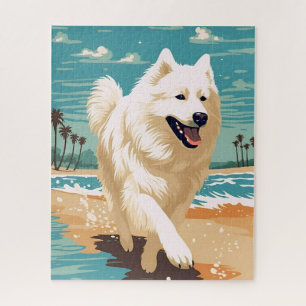 Puzzle Samoyed en la playa