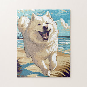 Puzzle Samoyed en la playa