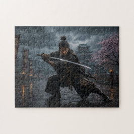 Puzzle Samurái bajo la lluvia — Guerrero japonés con kata