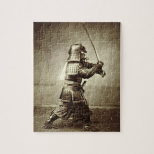 Puzzle Samurai con la espada aumentada, c.1860 (impresió