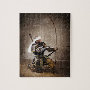 Puzzle Samurai japonés en armas con ceño