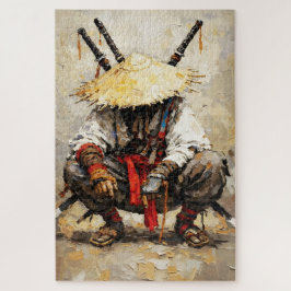 Puzzle Samurai Resting Palette Knife Orange Impasto