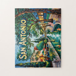 Puzzle San Antonio Texas River Walk Van Gogh Vibrant City
