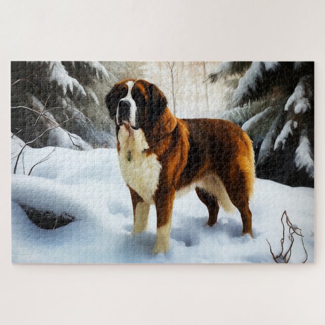 Puzzle San Bernardo Deja que nieve Navidad (Horizontal)