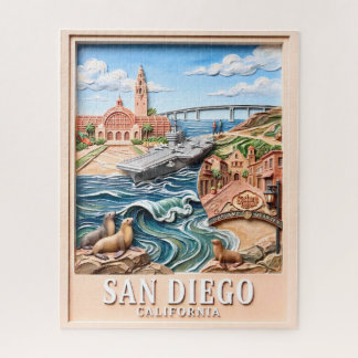 Puzzle San Diego California Viajes Texturizados en 3D de 