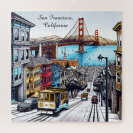 Puzzle San Francisco, California Comic Book Style Art