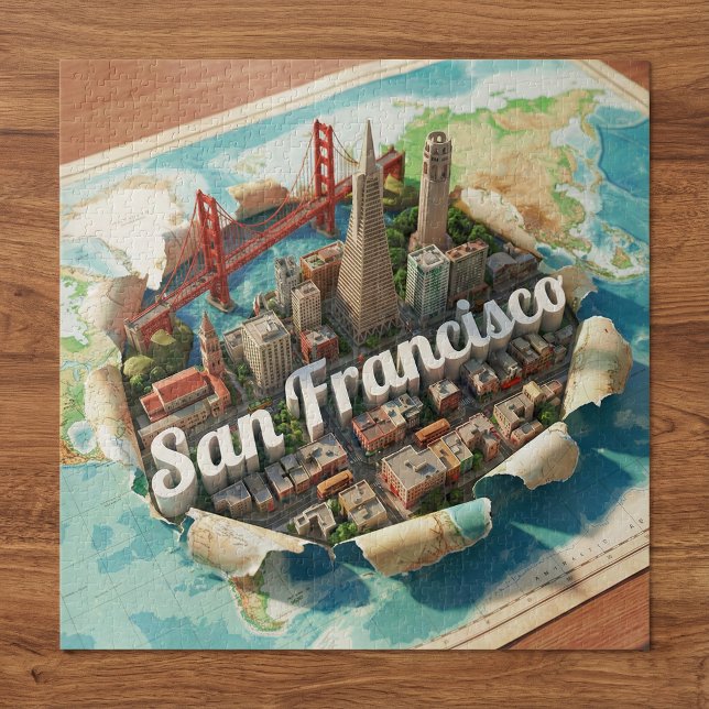 Puzzle San Francisco Landmarks Golden Gate Bridge 3D Art (Subido por el creador)