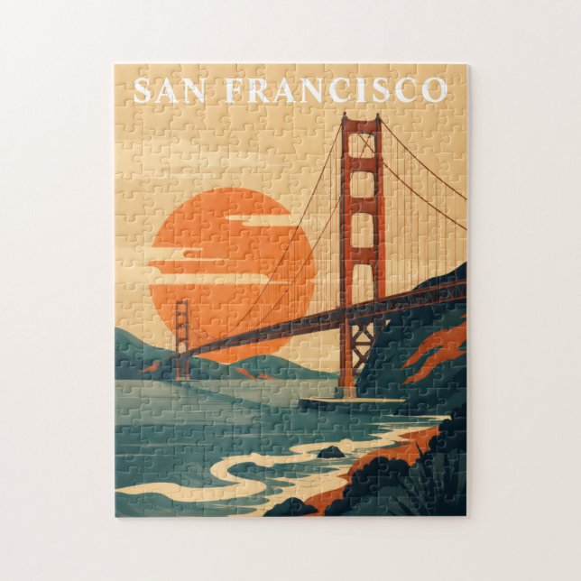 Puzzle San Francisco Travel Puente Golden Gate Vintage (Vertical)