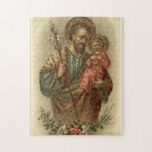 Puzzle San José con los lirios de Jesús del bebé<br><div class="desc">Imagen hermosa de San José que sostiene lirios y del bebé Jesús.</div>