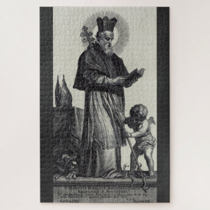 Puzzle San Patricio Apóstol de Irlanda Arte Monocromo