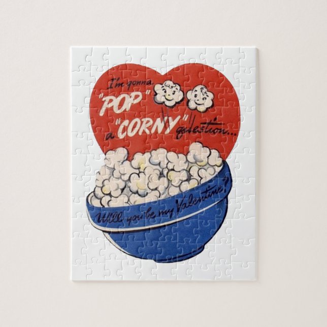 Puzzle San Valentín Retro, Palomitas de Maíz Pregunta Ton (Vertical)