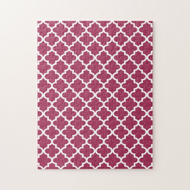 Puzzle Sangria Red Moroccan Tile Trellis Pattern (Vertical)