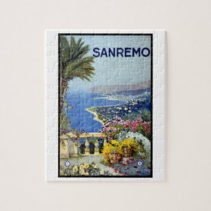 Puzzle Sanremo, Italia, Arte de Viajes Antiguos de la Riv