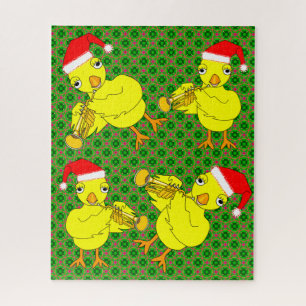 Puzzle Santa Cap Trumpet Chick