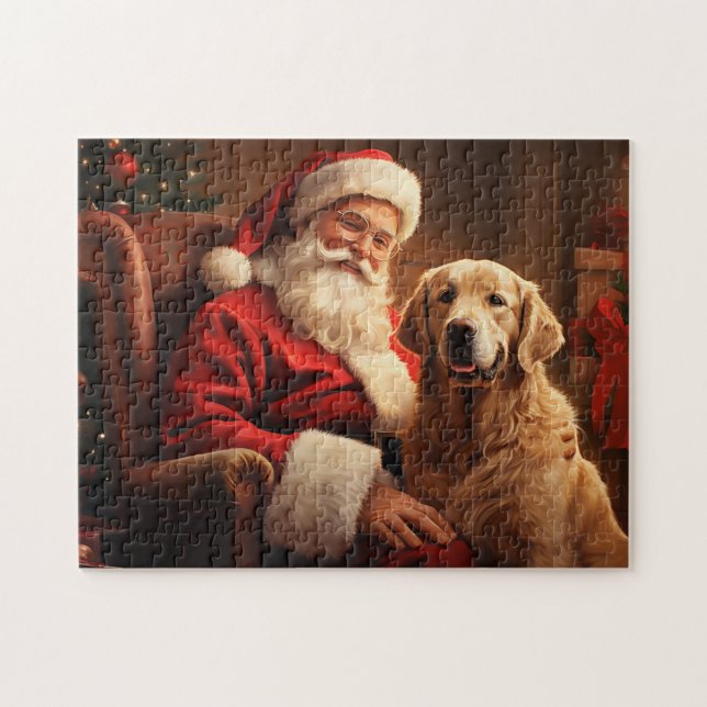 Puzzle Santa Claus con el recuperador de oro (Horizontal)