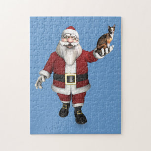 Puzzle Santa Claus con gato calico