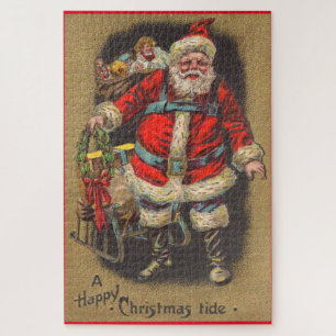 Puzzle Santa Claus de 1915 con su trineo y juguetes