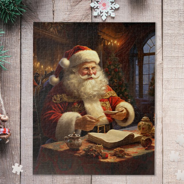 Puzzle Santa Claus de Navidad Vintage (Vintage Santa Claus Christmas Jigsaw Puzzle)