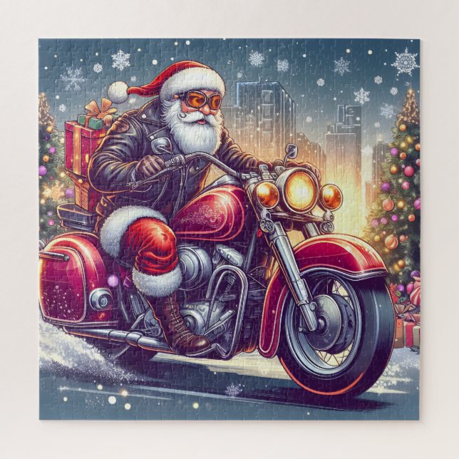 Puzzle Santa Claus en mode motard (Vertical)