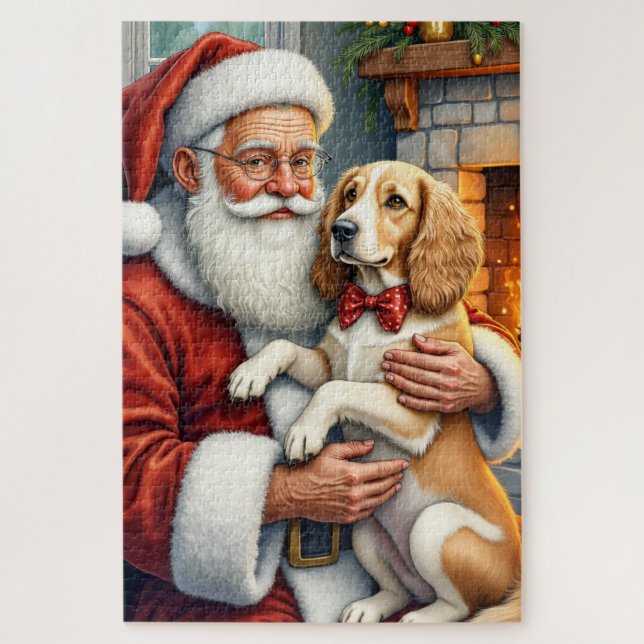 Puzzle Santa Claus Holding Afghan Hound Christmas (Vertical)